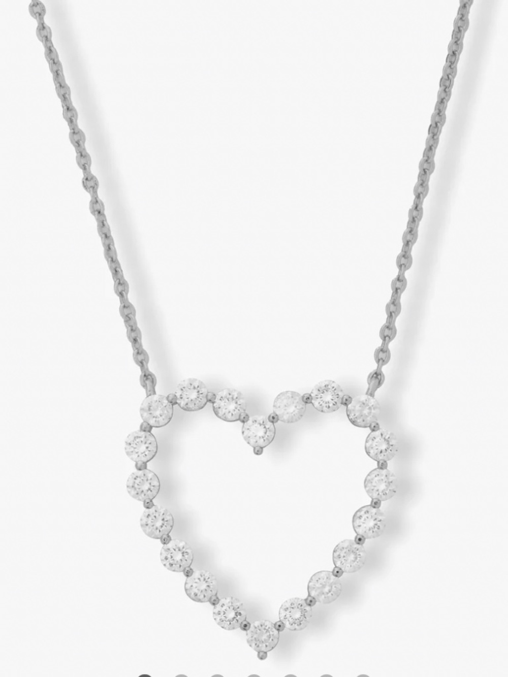 NWT Melinda Maria She's An Icon Heart Necklace Silver/White Diamondettes - Picture 3 of 5